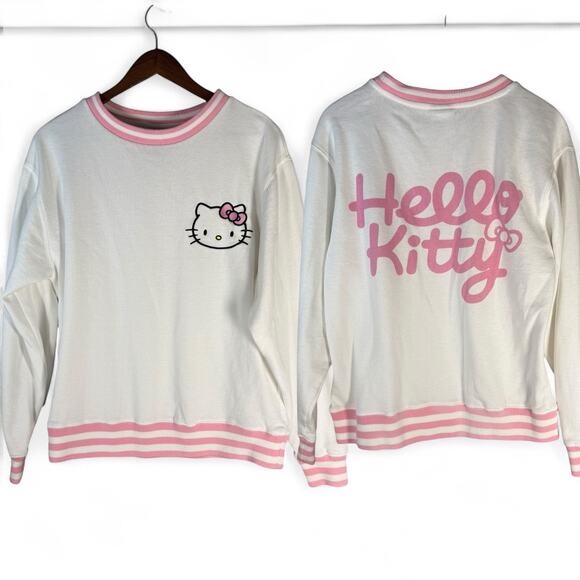 Hello Kitty Women’s Size XS White Pink Graphic Sweatshirt Crewneck Sanrio Cute - Picture 1 of 7